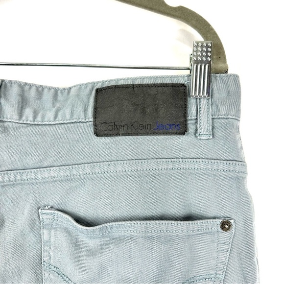 Calvin Klein Jeans Men’s Sz 34 X 32 Steel Blue Silver Slim Fit Denim Fit Casual - Picture 6 of 13